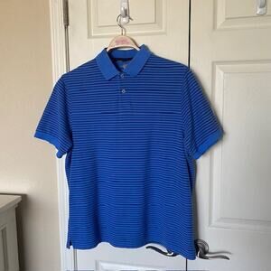 Club Room Estate Performance Polo Shirt Blue & Black Striped Short Sleeve Men XL